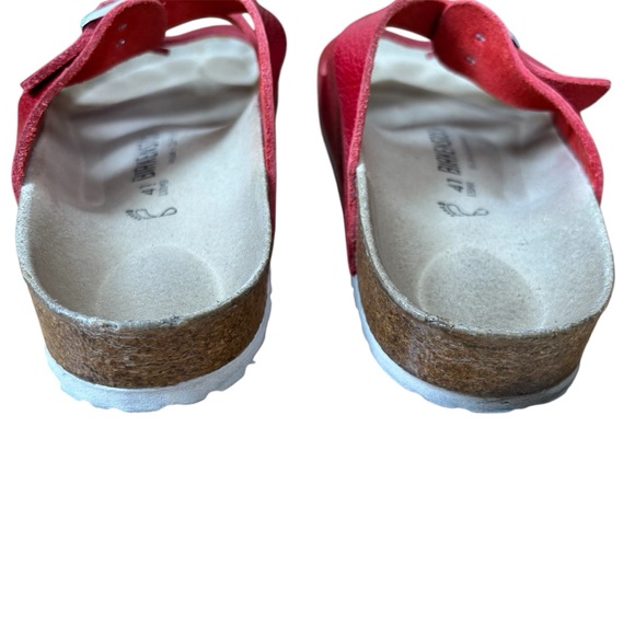 Birkenstock Florida Soft Slide Sandals In Red Leather Size 41 Women’s 10 Men’s 8 - Picture 4 of 5